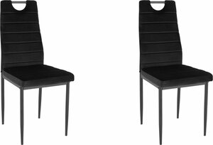INOSIGN Esszimmerstuhl (Set, 2 St), (2 oder 4 Stück) mit Samtbezug, Rückenlehne mit Griff zum Zurückziehen, Schwarz