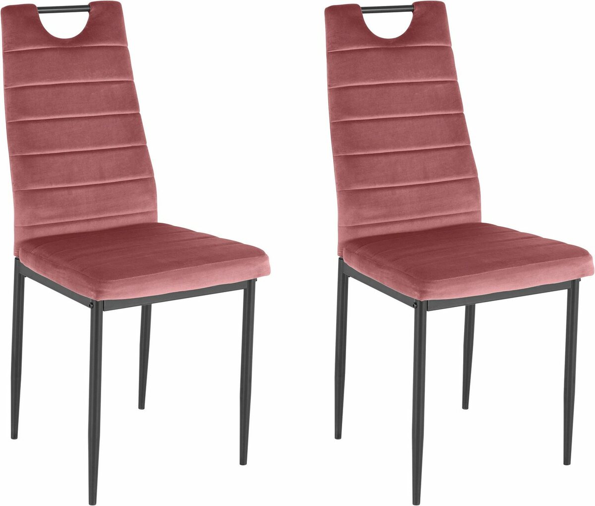 Bild 1 von INOSIGN Esszimmerstuhl (Set, 2 St), (2 oder 4 Stück) mit Samtbezug, Rückenlehne mit Griff zum Zurückziehen, Rosa