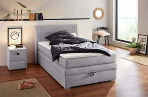 Jockenhöfer Gruppe Boxspringbett Amira, mit Bettkasten und Topper, Grau