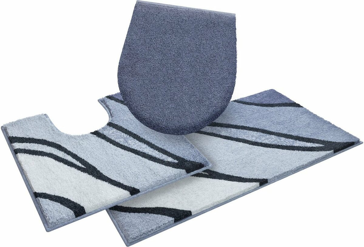 Bild 1 von Badematte Belize Grund, Höhe 20 mm, rutschhemmend beschichtet, schnell trocknend, Polyacryl, rechteckig, 3-tlg. Stand-WC Set, weiche Haptik, Badematten auch als 3 teiliges Set erhältlich, Grau