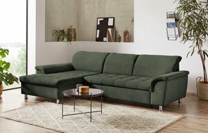 DOMO collection Ecksofa Franzi, wahlweise mit Kopfteilverstellung (dann Tiefe: 170 cm), Grün