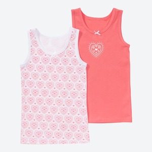 Mädchen-Unterhemd mit Herzmuster, 2er-Pack