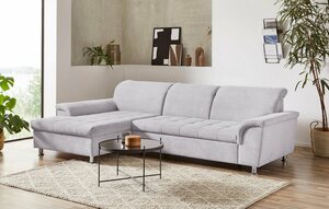 DOMO collection Ecksofa Franzi, wahlweise mit Kopfteilverstellung (dann Tiefe: 170 cm), Grau