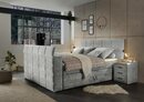 Bild 1 von ED EXCITING DESIGN Boxspringbett Denver, inkl. 1 bzw. 2 Bettkästen, motorisierte TV-Halterung bis 40 Zoll, Grau