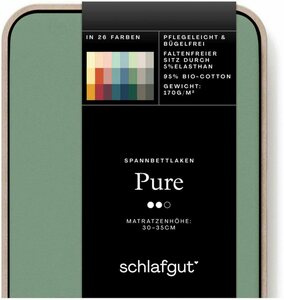 Spannbettlaken PURE in Gr 90x200, 140x200 oder 180x200 cm, Bio-Baumwolle mit Elasthan, Schlafgut, Jersey, Gummizug: rundum, (1 Stück), Bettlaken für Matratzen bis 30 cm Höhe, dehnbar, blickdicht,