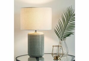 Pauleen LED Tischleuchte Go for Glow, Leuchtmittel wechselbar, Warmweiß, 3-Step dimmbar weiß/grün, 230 V, Stoff/Keramik, Grün|weiß
