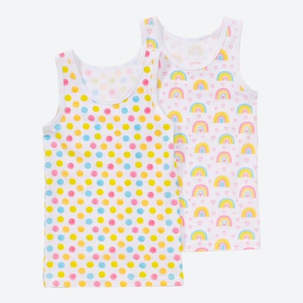 Bild 1 von Mädchen-Unterhemd mit Regenbogen-Muster, 2er-Pack