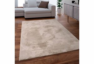 Fellteppich Kunstfell Soft 380, Paco Home, rechteckig, Höhe: 19 mm, Langflor, Kuschelteppich - besonders weich, Uni-Farben, Beige