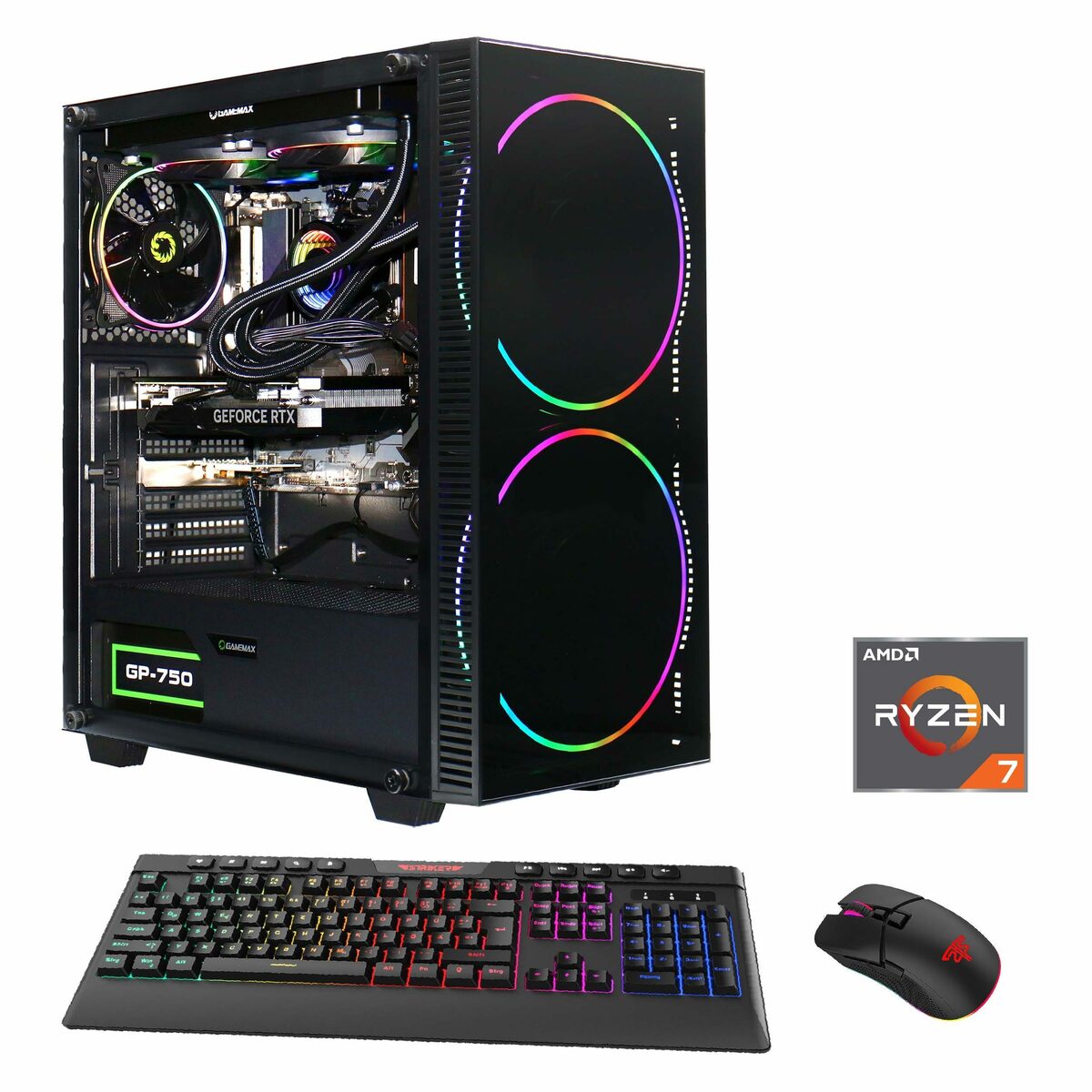 Bild 1 von GAMEMAX Black Hole 7190 Gaming-PC (AMD Ryzen 7 7700X, RTX 4060, 16 GB RAM, 1000 GB SSD, Wasserkühlung, DDR5, PCIe SSD Gen4, Windows 11)