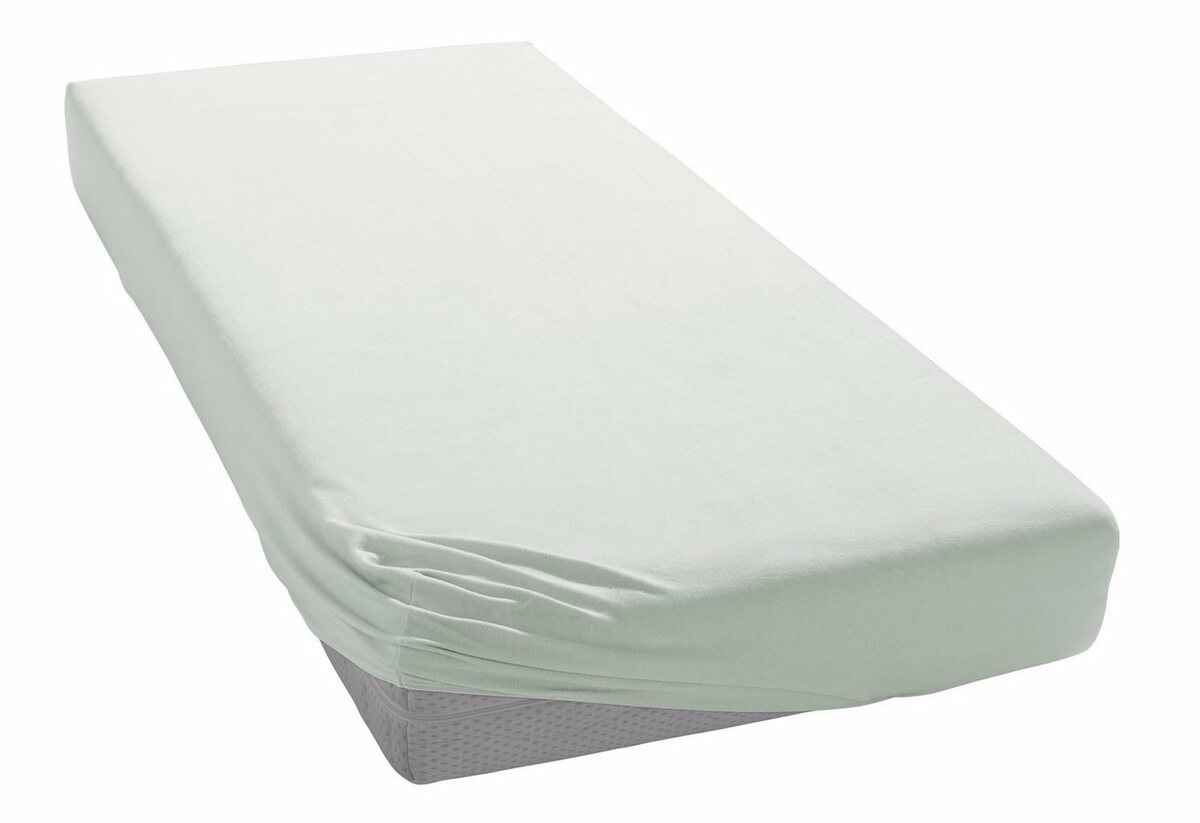 Bild 1 von Spannbettlaken Jupiter 8 in Gr. 90x200, 140x200 oder 180x200 cm, Irisette, Mako-Jersey, Gummizug: rundum, (1 Stück), aus Baumwolle, für Matratzen bis 23 cm Höhe, Bettlaken, Spannbetttuch, Silberfa