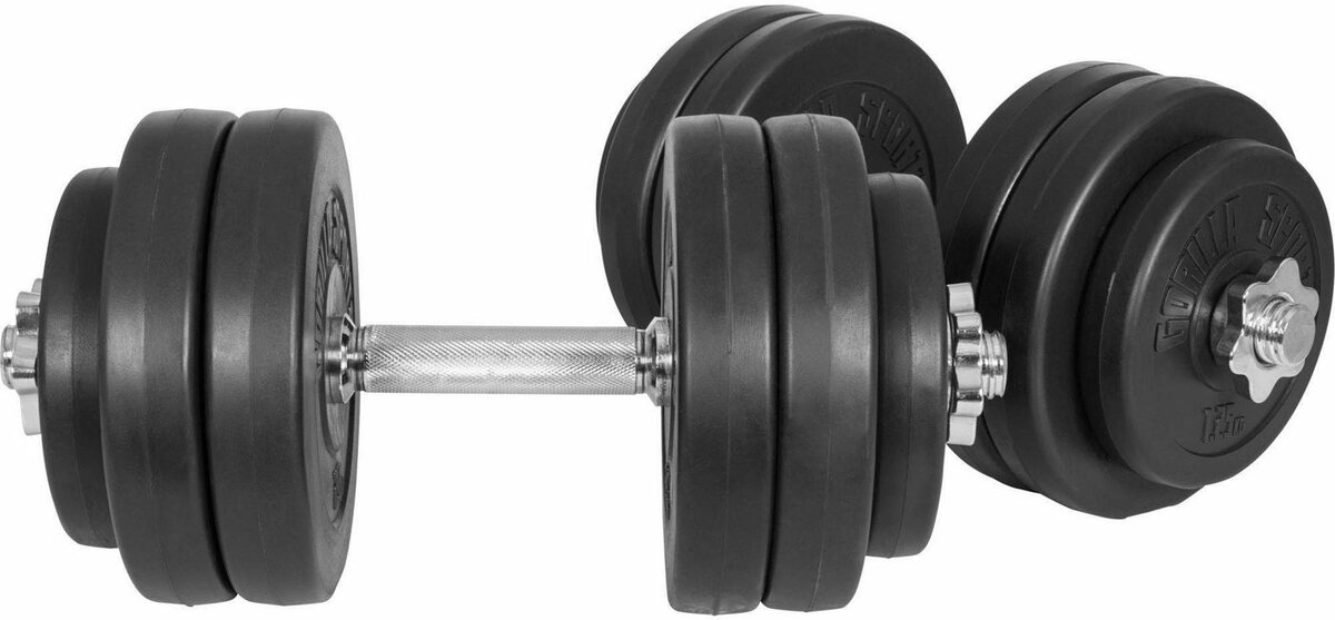 Bild 1 von GORILLA SPORTS Kurzhantel Kurzhantelset Kunststoff 30 kg, (Spar-Set, mit Kurzhantelstangen), Schwarz|silberfarben