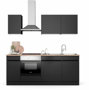 OPTIFIT Küche Safeli, Breite 210 cm, wahlweise mit oder ohne Hanseatic-E-Geräte, Grau