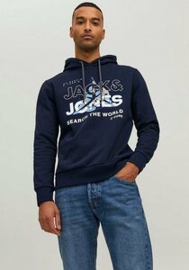 Jack & Jones Kapuzensweatshirt JCOHUNT SWEAT HOOD LN, Blau