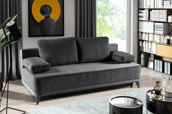 Bild 1 von WERK2 Schlafsofa Rosso, 2-Sitzer Sofa und Schlafcouch mit Federkern & Bettkasten, Schwarz