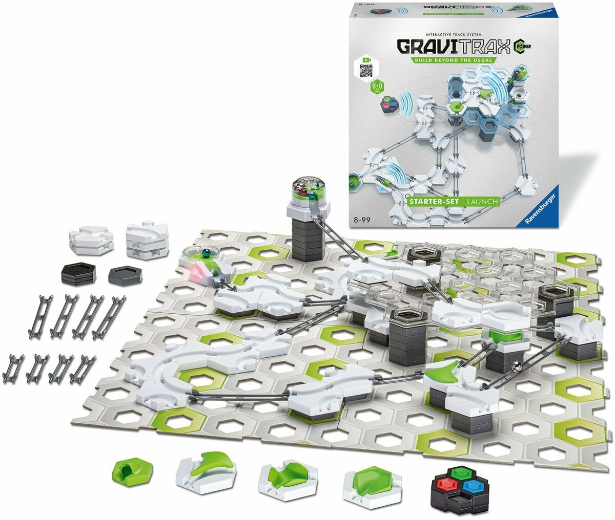 Bild 1 von Ravensburger Kugelbahn-Bausatz GraviTrax® Power Starter-Set Launch, Made in Europe, FSC® - schützt Wald - weltweit, Grau|grün|weiß