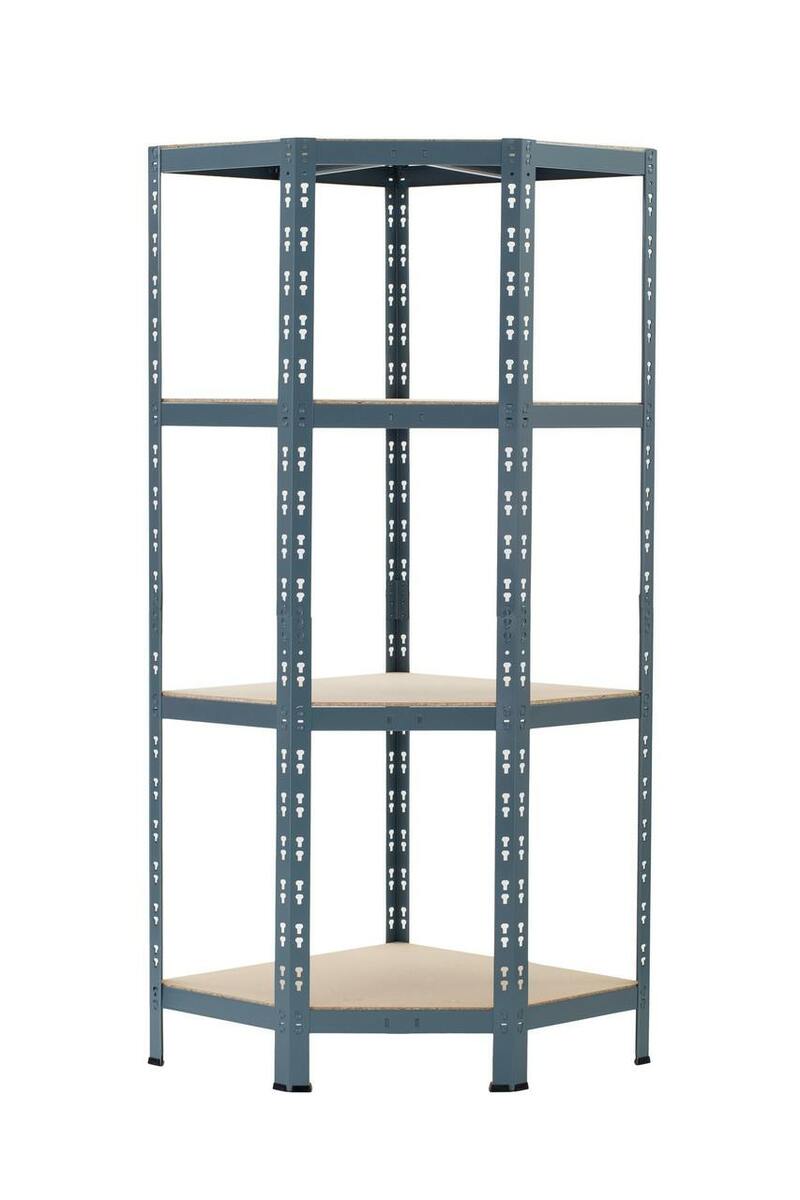 Bild 1 von Eckregal, Metall, 70 x 40 x 180 cm, 4 Böden, 175 kg Tragkraft je Boden, grau