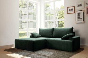Exxpo - sofa fashion Ecksofa Orinoko, inklusive Bettfunktion und Bettkasten in verschiedenen Cord-Farben, Grün