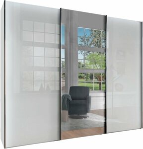 WIEMANN Schwebetürenschrank Monaco hochwertige Glas- und Spiegelfront, Weiß
