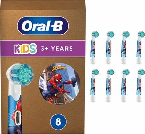 Oral-B Aufsteckbürste Kids Spiderman, für elektrische Zahnbürste, für Kinder ab 3 Jahren, 8 Stück, Bunt