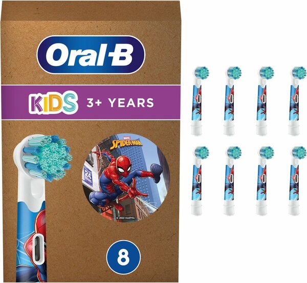 Bild 1 von Oral-B Aufsteckbürste Kids Spiderman, für elektrische Zahnbürste, für Kinder ab 3 Jahren, 8 Stück, Bunt