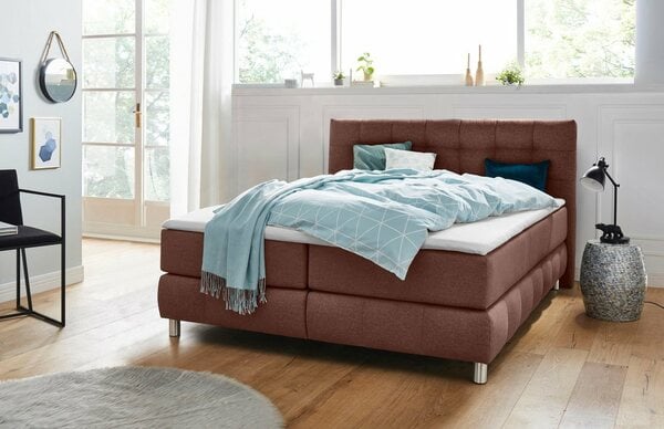 Bild 1 von Andas Boxspringbett Salo XXL, in Samtoptik oder Struktur, 6 Breiten in Überlänge 220cm, 4 Härtegrade, Braun