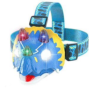 AUKSKY Dinosaurier-LED-Stirnlampe für Kinder, T-Rex Dino-Spi
