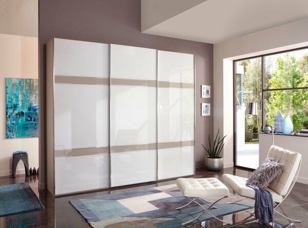 Bild 1 von WIEMANN Schwebetürenschrank Rialto hochwertige Glasfront mit Querriegeln, Grau|weiß