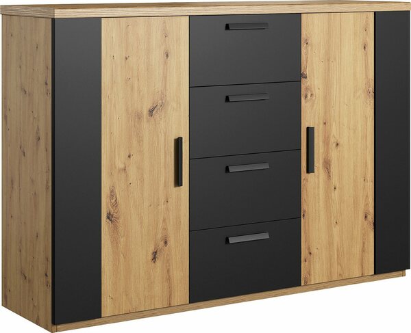 Bild 1 von Helvetia Sideboard Sigma, 2-türig und mit 4 Schubladen, Beige|schwarz