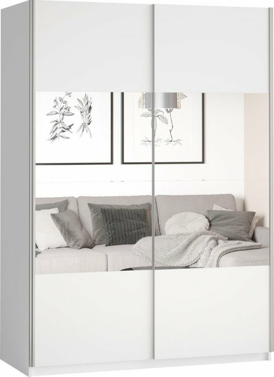 Bild 1 von Helvetia Schwebetürenschrank Beta mit Spiegel und inkl. zusätzlichen Einlegeböden, Weiß