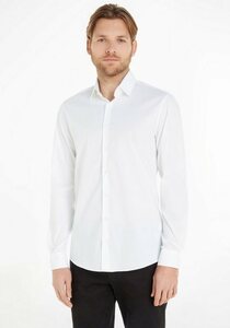 Calvin Klein Businesshemd POPLIN STRETCH SLIM SHIRT mit Kentkragen, Weiß