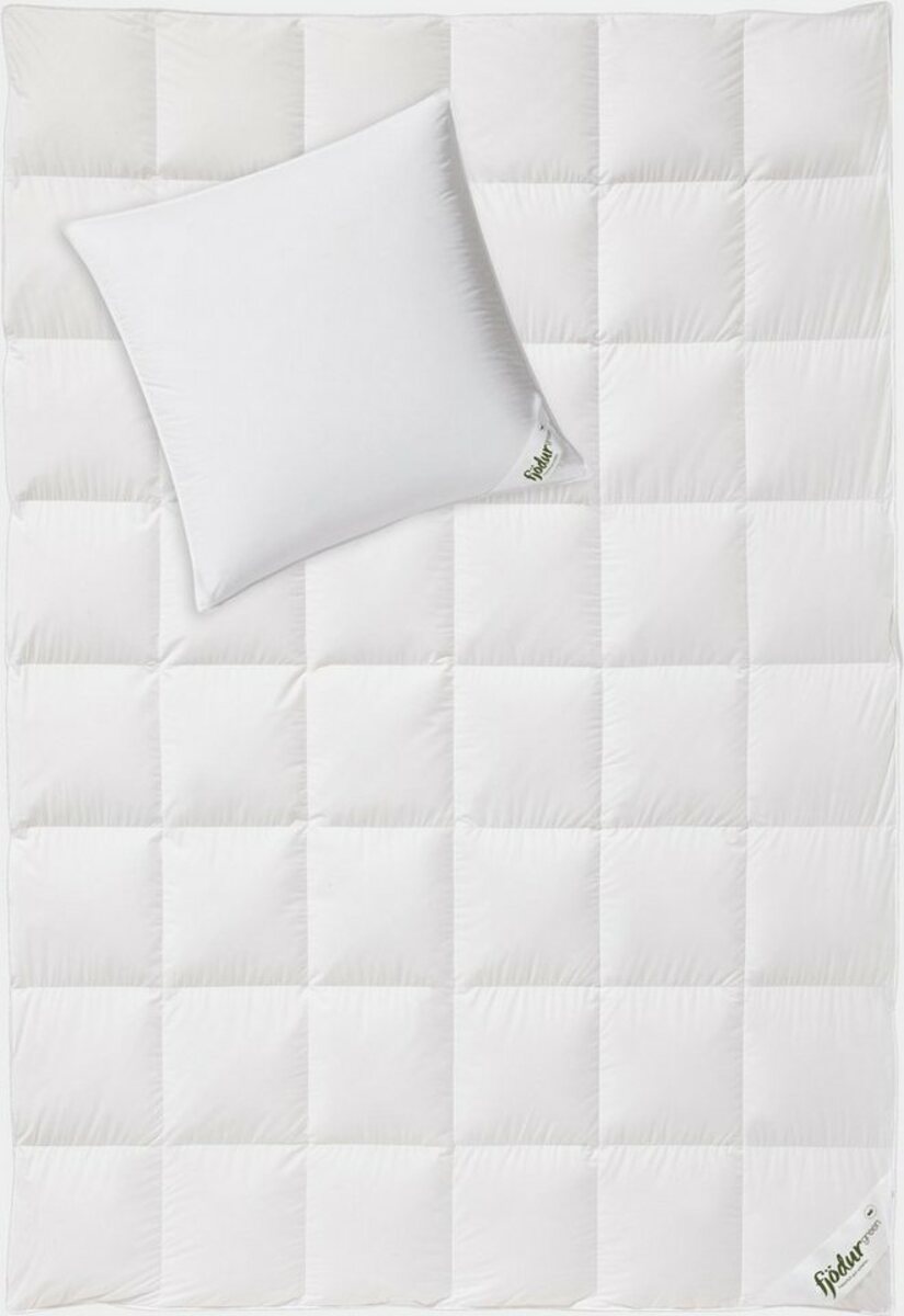 Bild 1 von Daunenbettdecke + Kopfkissen, Fleur, fjödur, Das Set besteht aus 1 Kissen und 1 Bettdecke, Weiß