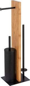 WENKO WC-Garnitur Lesina, bambus, mit Silikon-Bürstenkopf, Braun|schwarz