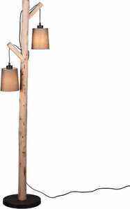 Andas Stehlampe Pitholm, Ein-/Ausschalter, ohne Leuchtmittel, Stehleuchte aus naturbel.Echtholz mit Stoffschirmen,getrennt schaltbar, Beige