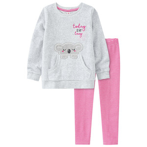 Mädchen Nicki-Schlafanzug mit Koala-Motiv HELLGRAU / PINK / ROSA