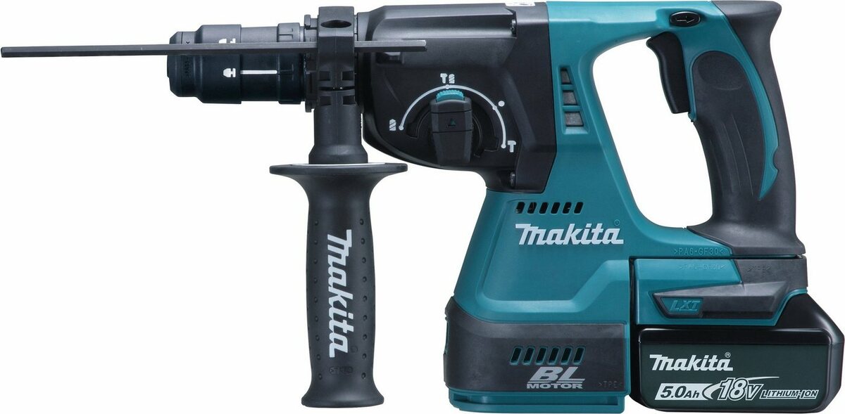 Bild 1 von Makita Kombihammer DHR243RTJ, max. 950 U/min, (Set), für SDS-PLUS 18 V, 5,0 Ah, inkl. Akku und Ladegerät, Blau