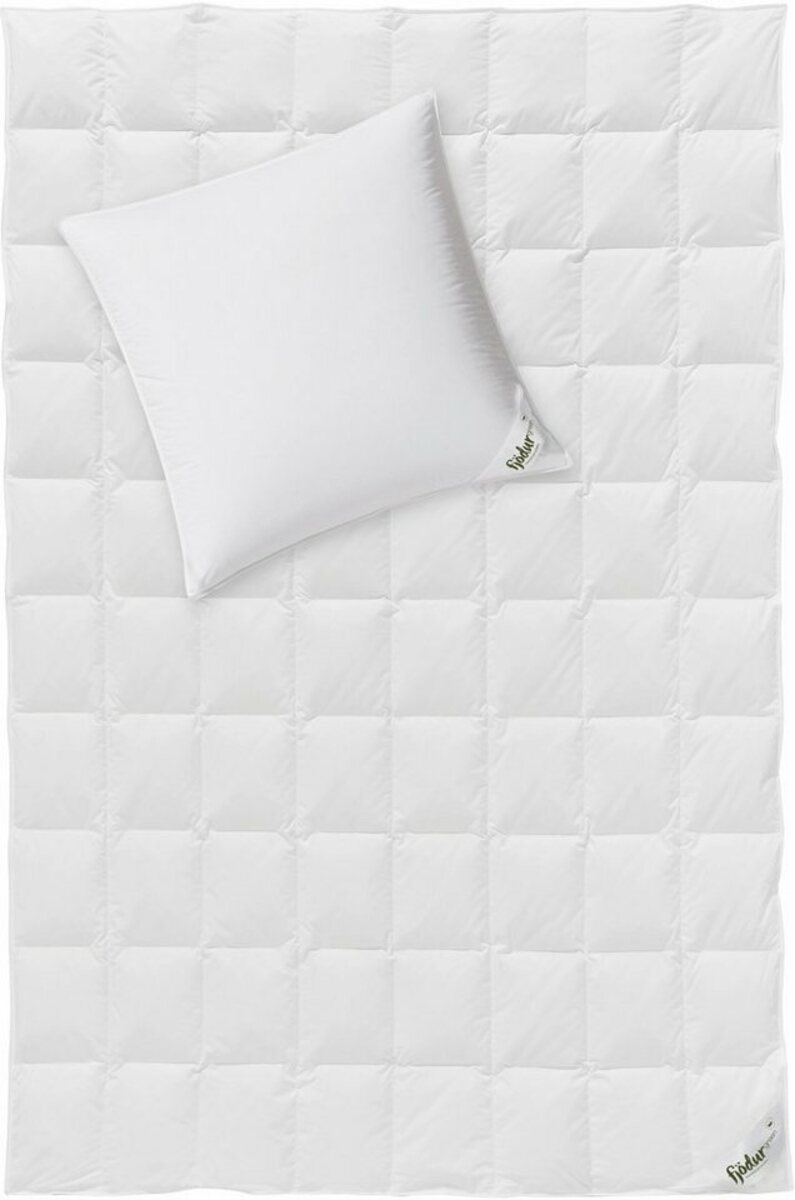 Bild 1 von Daunenbettdecke + Kopfkissen, Fleur, fjödur, Das Set besteht aus 1 Kissen und 1 Bettdecke, Weiß