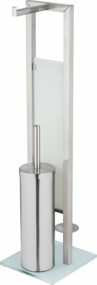 Bild 1 von WENKO WC-Garnitur Rivalta, edelstahl, mit Toilettenpapier- und Ersatzrollenhalter, Silberfarben