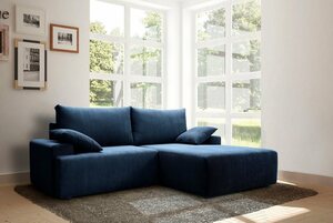 Exxpo - sofa fashion Ecksofa Orinoko, inklusive Bettfunktion und Bettkasten in verschiedenen Cord-Farben, Blau