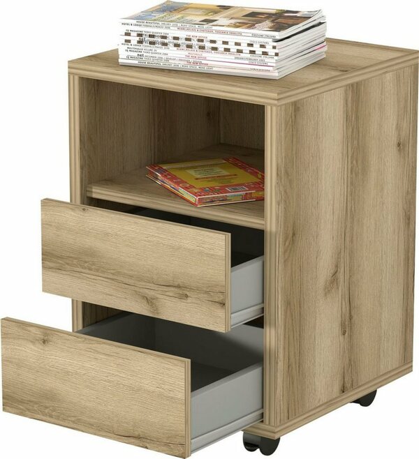 Bild 1 von Helvetia Rollcontainer Agapi, Bürocontainer im modernen Design, 40x40x62 cm, 2 Schubkästen, Beige