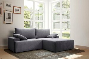 Exxpo - sofa fashion Ecksofa Orinoko, inklusive Bettfunktion und Bettkasten in verschiedenen Cord-Farben, Grau