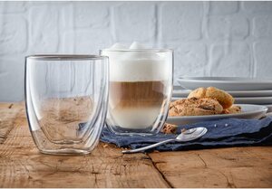 WMF Gläser-Set Kult Coffee, Glas, Doppelwandige Ausführung mit Thermoeffekt, Weiß