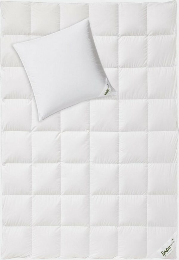 Bild 1 von Daunenbettdecke + Kopfkissen, Fleur, fjödur, Das Set besteht aus 1 Kissen und 1 Bettdecke, Weiß
