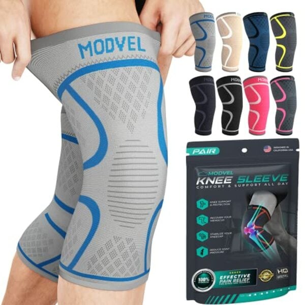 Bild 1 von MODVEL Kniebandage set | Knie Kompressionsbandage für Damen Männer, Medizinischer Knieschützer, Rutschfeste Atmungsaktiv für Kniescherzen Lindert, Laufen, Wandern, Joggen, Sport