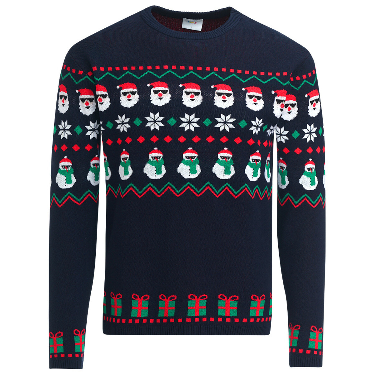 Herren Weihnachtspullover mit AlloverMotiven DUNKELBLAU / ROT / GRÜN