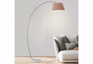 Brilliant Bogenlampe Brok, ohne Leuchtmittel, 196 cm Höhe, 121 cm Ausl., E27, schwenkbar, Beton/Metall/Textil, taupe, Grau