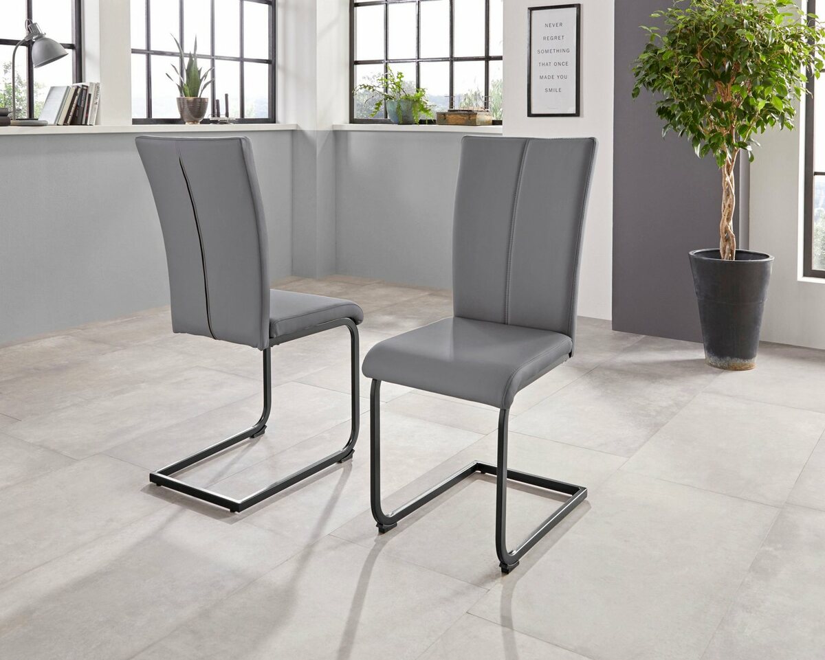Bild 1 von Home affaire Freischwinger Oliver (Set, 2 St), Stuhl belastbar bis 120 Kg, Grau