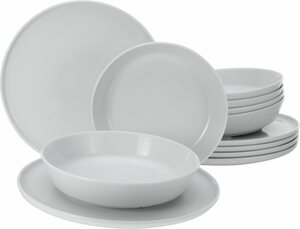 CreaTable Tafelservice Geschirr-Set Chef Collection (12-tlg), 6 Personen, Porzellan, Teller Set, weiß, nordisches Design, 12 Teile, für 6 Personen, Weiß