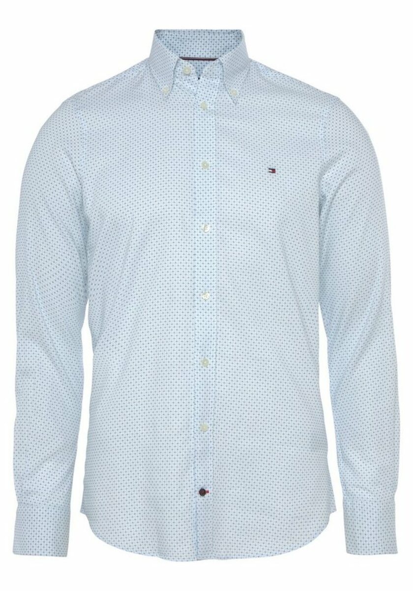 Bild 1 von Tommy Hilfiger TAILORED Businesshemd CL-W OXFORD PRINT SF SHIRT mit Tommy Hilfiger Logostickerei auf der Brust, Blau