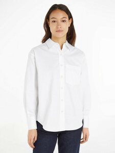 Calvin Klein Hemdbluse RELAXED COTTON SHIRT mit durchgehender Knopfleiste, Weiß