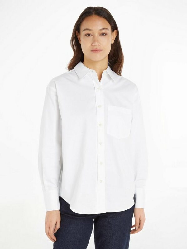 Bild 1 von Calvin Klein Hemdbluse RELAXED COTTON SHIRT mit durchgehender Knopfleiste, Weiß